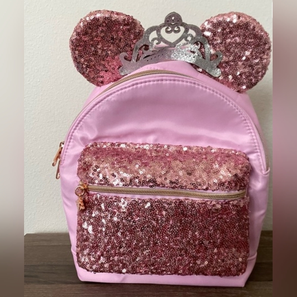pink sequined Disney Cruise Line Bibbidi Bobbidi Boutique mini backpack